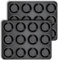 Joyfair Lot de 2 moules à muffins antiadhésifs pour 12 muffins, en acier inoxydable, 35 x 27 cm, pour cupcakes, brownies, puddings, gâteaux - Sain et non toxique - Facile à nettoyer