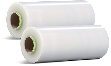 SWAVGO Stretchfolie 2 Rollen 25 cm x 600 m – transparent | Transparente Handstretchfolie & Wickelfolie für Verpackung, Möbel & Umzug