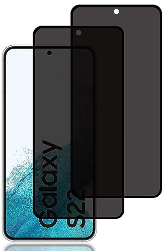 Sichtschutz Schutzfolie für Samsung Galaxy S22 5G [2 Stück], Privacy Schutzfolie, Privacy Panzer Schutz Glas, Fingerabdruck-ID-Kompatibel, 9H Hart, Kratzfest,Blasenfrei Sichtschutzfolie für Galaxy S22