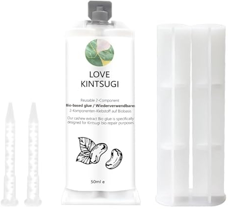 50ml Bio Epoxy Kintsugi Glue,Food Safe Bio Kintsugi Repair Glue Can Quickly Bond Broken Ceramics to Complete Perfect Pottery Works,It Can Bond Ceramics, And Also Be Used for Glass(Gold Free Powder)