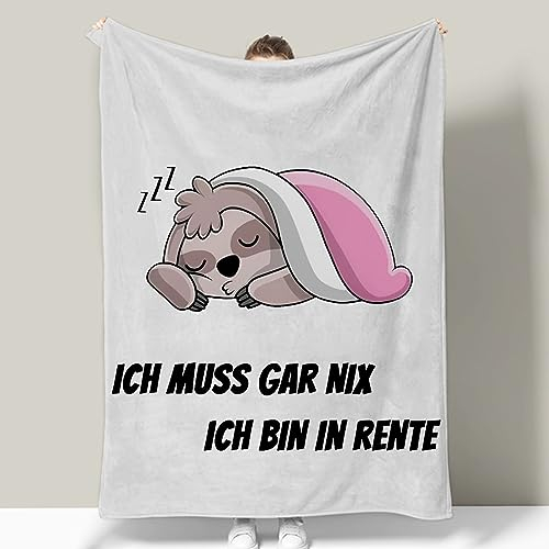 Renteneintritt Geschenk: Lustige Faultier Kuscheldecke für Rentner Frauen - Abschiedsgeschenk für Kollegin im Ruhestand