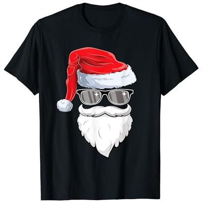 Weihnachtsmann Mütze Sonnenbrille Bart Santa Geschenkidee T-Shirt