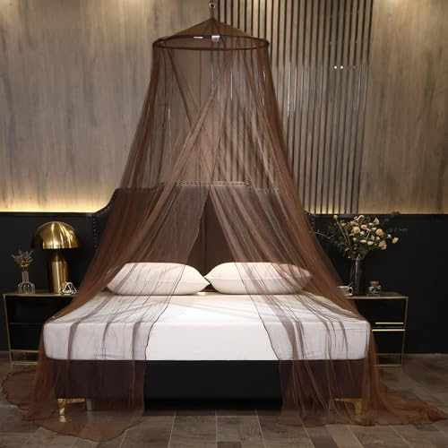 ZIQINPSQ Feinmaschiges als Moskitoschutz,Insektenschut, Moskitonetz Doppelbett und Einzel Bett,inklusive Montagematerial,zeinfache Anbringung. (Dunkelbraun)