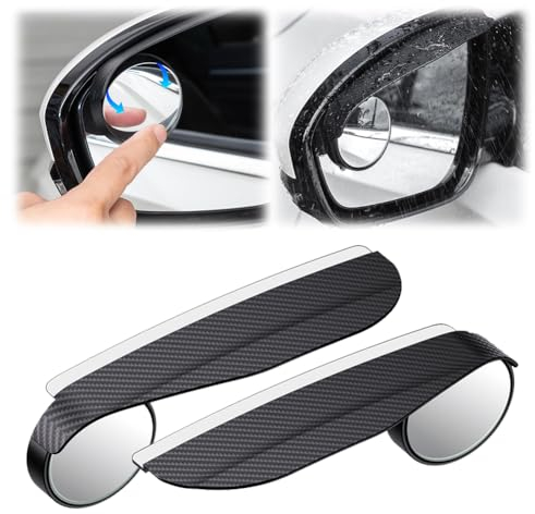 YOUNICE 2 in 1 Auto Seitenspiegel Regenschutz mit Toter-Winkel-Spiegel Carbon Fiber Auto Regen Visier Guard 360 ° Einstellbar mit Selbstklebenden