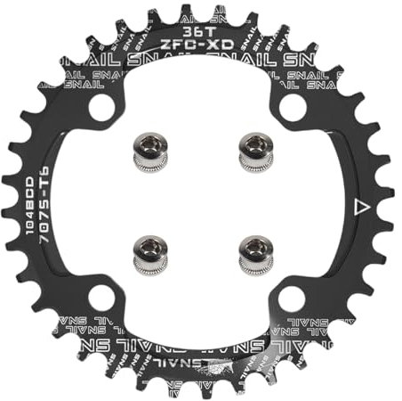 yongness Piñón de una Sola Velocidad para Bicicleta de montaña, Plato de Dientes positivos y Negativos, Plato 104BCD, Anillo de manivela, Plato de aleación de Aluminio Negro 36T