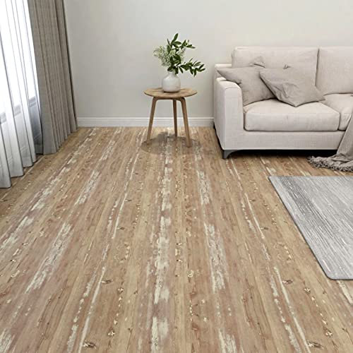 Gecheer 55x PVC-Fliesen Selbstklebend Bodenbelag Vinyl-Fliesen Laminat Dielen Laminatboden Vinylboden Fußboden Fliese Wohnzimmer 5,11m² Braun