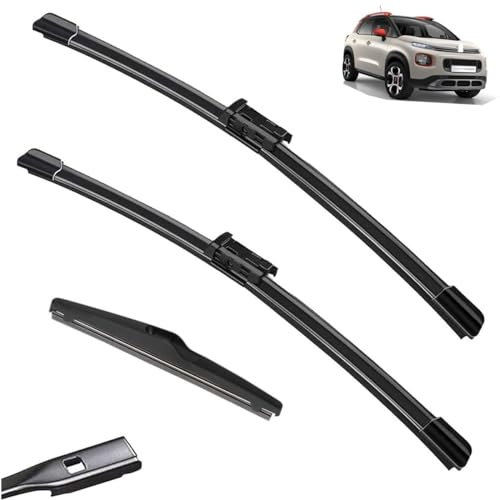 Regenwischer Kompatibel mit Citroen C3 Aircross 2017–2020, 26 Zoll + 16 Zoll + 7,5 Zoll vorne, hinten, Wischerblätter, Bürsten, Schneider, Zubehör 2017 2018 2019 2020, Allwetter-Wischerblatt
