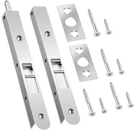 Ceoighe 2 Pack 7 Inch Flush Bolt for Double Door, Heavy Duty Chrome Plating Flush Latch Bolts, French Lock for Opening and Composite Wood Double Dummy Door (Chrome Plating Color)