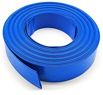Manguera de descarga plana de PVC azul, 32 mm de diámetro interior, 30 metros de longitud