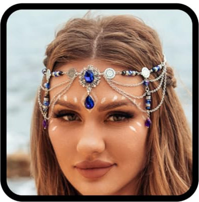 Yean Chaîne de tête en argent avec pompon, bijoux pour cheveux, pendentif en cristal, couvre-chef, Festival, bal, Rave, accessoires pour cheveux pour femmes