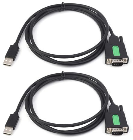 Waveshare Industrial USB To RS232 Serial Adapter Cable(2 PCS), USB Type A To DB9 Male Port, FT232RL Chip, 1.5m, For Industrial Control Equipments & Applications with High Communication Requirement