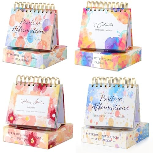 Kochenty 4-teiliger Motivationskalender, klappbarer Kalender, 365 Tage, mit inspirierenden Zitaten, inspirierende Geschenke für Frauen