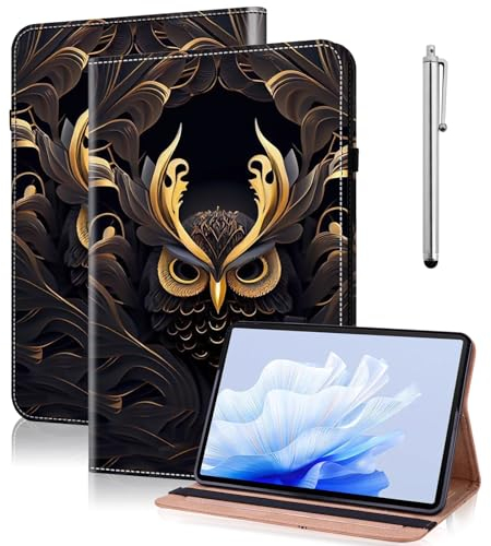 TUOLISG Hülle für Samsung Galaxy Tab A9 Plus 2023 Folio Flip PU Leder Schutzhülle Galaxy Tab A9 11 Stifthalter Stand Wallet Cover Case Tablet Hülle SM-X210/X215/X216/X218 -Eule