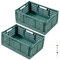 hautllaif 2 Stück Faltbare Kunststoff Aufbewahrungsbox, Einkaufskiste Klappbar, Stabil Klappboxen Faltbar für Küche, Büro, Schlafzimmer, Schrank, Schublade (Grün, 42.5*28.5*16.5)