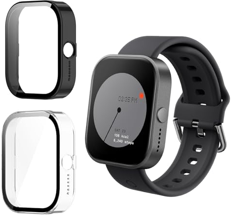 Funrae Custodia Compatibile con CMF by Nothing Watch Pro [2 Pezzi], Cover Protettiva Telaio Rigida PC [Con Vetro Temperato] HD Clear Anti-Graffio Protezione Case - Trasparente&Nero