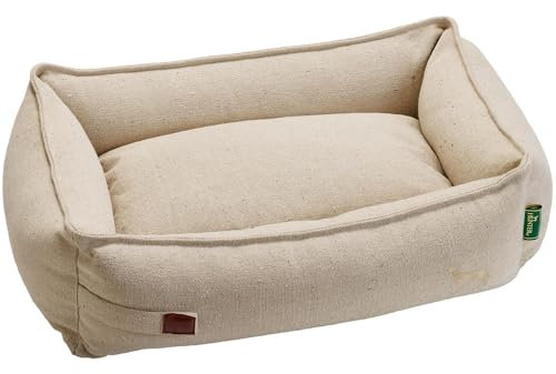 HUNTER Hundesofa Belluno, Farbe: Creme, mit robustem Strukturstoff, vorwiegend recycelte Materialien, nachhaltig, rutschhemmend, stilvoll und modern, Größe: S