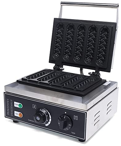 Gaufrier 1500 W, en acier inoxydable, antiadhésif, gaufres sur bâton, maïs commercial, hotdog 50-300℃, antiadhésif