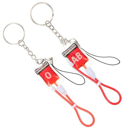 MAGICLULU Colgante De Llave De Tipo Sangre Llavero Pequeño Decorativo Llavero De Acero Inoxidable Accesorio Para Teléfono