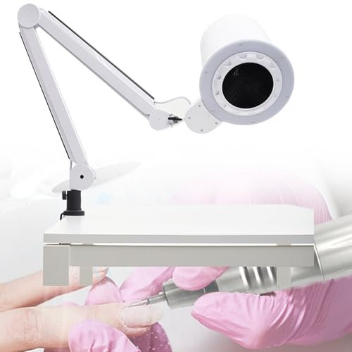 Upgrade Nail Dust Collector with 2 Filter & Light, Professional Dust Extractor Nails, Dust Collector Nail Salon for Nail Studio & Home, Easy to Clean, with Universal Table Mount