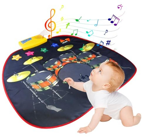 Tapete Musical para bebés, tapete Musical para niños | Alfombrilla de Aprendizaje para batería | Tapete Interactivo para Tocar Tambores, Juguete Educativo de Instrumento Musical con Volumen Ajustable