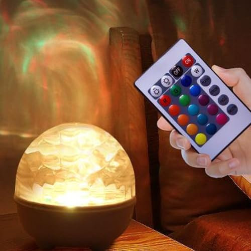 Northern Lights Projector,16 Colors Rechargeable Ocean Waves Night Light,Remote Shower Lamp for Meditation Relaxation,Cute Home Decor Aesthetic,Teen Girls Boys Gifts,Christmas Birthday (Round)