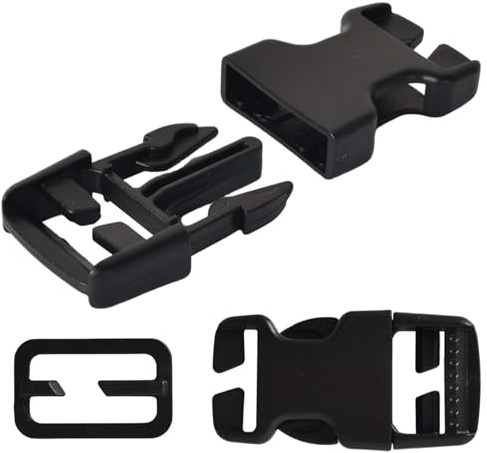 DEARBAG Set di Fibbie a Rilascio Laterale 25mm, 18 Fibbie in Plastica Resistente, Nero, Classico