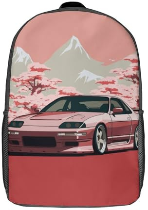 Unisex JDM Car Mount Fuji Rucksack 3D-gedruckter Reiserucksack Lässiger Laptop-Rucksack Leichte Schultasche für Männer Frauen Jungen Mädchen 17 Zoll