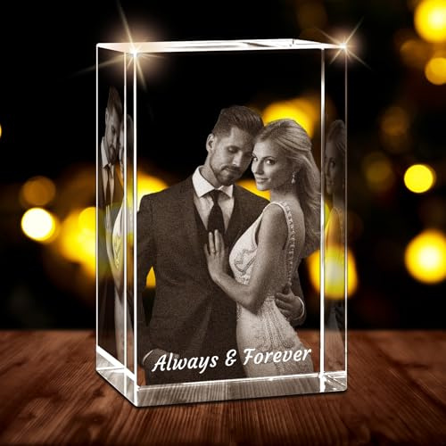 XSTZR Photo en Cristal 3D Personnalisée – Cadeau personnalisé avec Gravure Laser à l’intérieur du Cristal, Idée Cadeau Émotion pour Maman (Cuboïde)