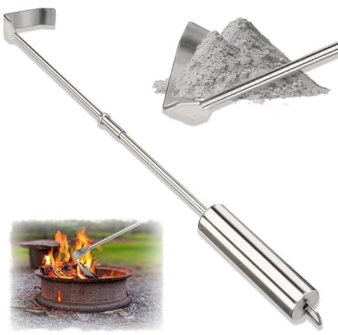 Aschekratzer,45 cm Edelstahl Aschekratze Glutkratze Aschehacke Hacke,Ascheschieber Grillreiniger,Grill-Aschenhacke Holzkohleschieber Kaminbesteck für Kamin,Feuerstelle,Smoker,Holzkohlegrills