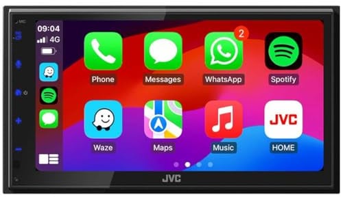 JVC KW-M695DBW Autoradio 6,8 WSVGA, DAB+, Apple CarPlay/Android Auto wireless/cavo, Mirroring, Bluetooth, EQ 13 bande, DSP, Short Chassis – Nero