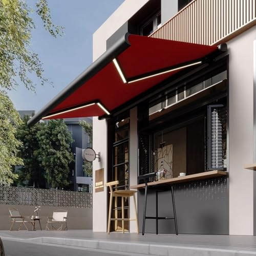Tenda elettrica retrattile con telecomando, design a cassetta completa, telaio in alluminio, copertura parasole per finestre e porte, terrazza esterna e riparo da balcone (1 x 0,5 m)
