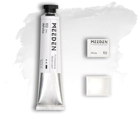 MEEDEN Künstler Aquarellfarbe Weiß: 15ml Tube, Halbfeuchte Farb-Napfhälfte und Leere Napfhälfte Set für Künstler und Profis