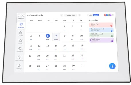 MENDUNER 10,1-Zoll-Digitalkalender mit WiFi-Touchscreen, AI-Fotorahmen, Aufgabentabelle, Essensplaner, Sprachaufzeichnung, Synchronisierung mit Outlook ICloud, (EU-Stecker)