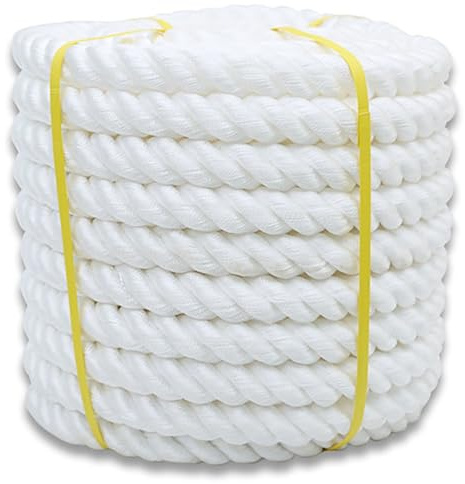Double Braided Dock Line, Boat Rope Nylon Three-Strand Braided White 10-100m 6-12mm(6mm,10m)