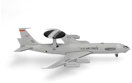 Herpa Modellflugzeug U.S. Air Force Boeing E-3 Sentry - 961st Airborne Air Control Squadron, Kadena Air Base, Miniatur im Maßstab 1:500, Military, Sammlerstück, Flugzeug Modell ohne Standfuß, Metall
