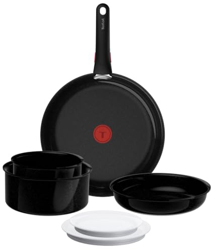 Tefal Ingenio Explore On 7-tlg. Kochgeschirr-Set, Schwarz, L2679202 | keramische Fusion Core Antihaftversiegelung, platzsparend, Thermo-Signal, für alle Herdarten, sicherer Griff