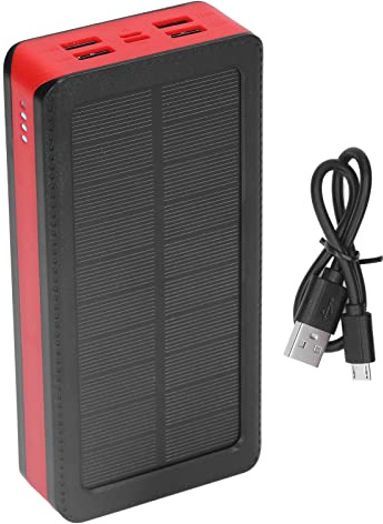 Solar Power Bank 30000mAh with 32 LED Light 4 USB Port Dual Input - Long Lasting Battery, Quick Charging, Ideal for Camping Hiking and Emergency Use