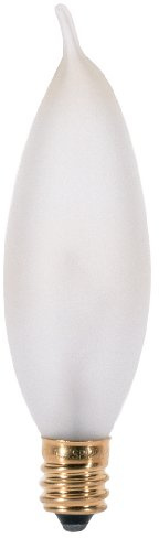Satco S3277 15 Watt 95 Lumens CA8 Incandescent Soft White 2700K Candelabra Base Frosted Light Bulb, Dimmable