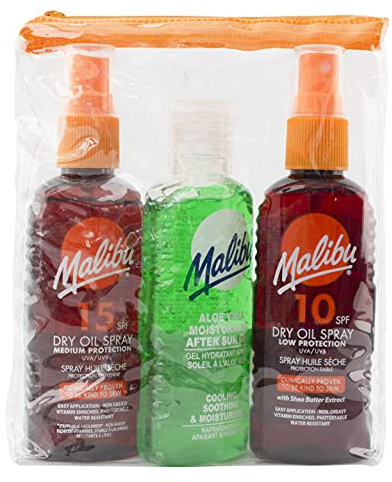 Malibu After Sun Gel Travel Bag with SPF10/ 15, Aloe Vera