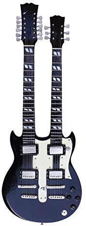 Led Zeppelin Jimmy Page Miniatur-Gitarre mit Doppel-Hals, Schwarz