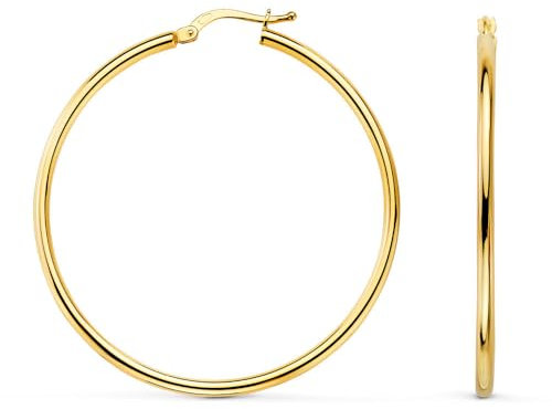 Ohrringe Kreolen, echtes Gelbgold, Durchmesser: 4,5 cm, für Damen