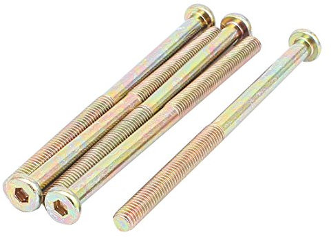 sourcing map M8 x 120mm vis tête hexagonale creuse vis boulon ton Bronze 5 pcs