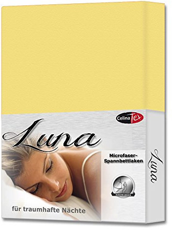 CelinaTex Luna Spannbettlaken 180 x 200 cm Creme gelb Polyester Bettlaken Mikrofaser Spannbetttuch