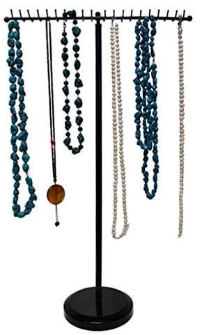 Yudu Schmuckständer Kettenhalter extra hoch für lange Ketten 40 Haken weiss (schwarz)