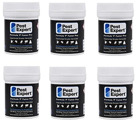 Pest Expert Flea & Cluster Fly Killer Smoke Bombs (6 x 7g) - 240m³ - (7g -TWICE THE SIZE OF MINI SMOKE BOMBS) - Pro Flea Treatment Foggers for the Home - Professional Strength Approved for Amateur Use