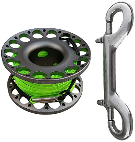 Baoblaze Hohe Qualität Aluminium Mini Reel Fingerreel Unterwasser Sport Finger Reel mit 15/30 Meter Leine und Karabinerhaken - Grau 30m