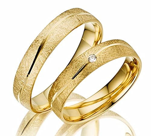 123traumringe Eheringe in 333 Gelbgold I Partnerringe mit Brillant & Etui I Gravierbare Eheringe mit Ringgröße 50-72 mm I Hochwertige Verlobungsringe in 5 mm Breite & 1,2 mm Stärke