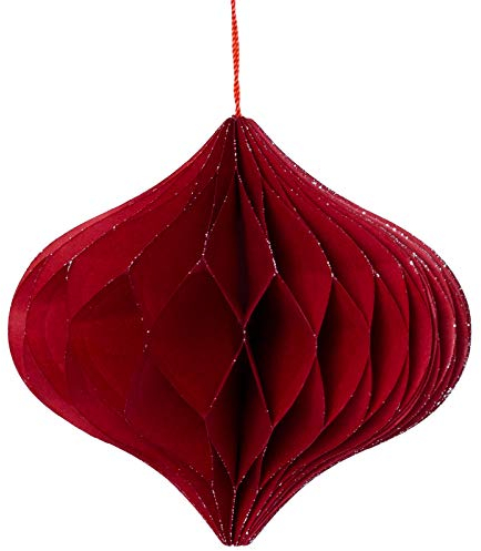 coopz 3er Set Weihnachtskugel Weihnachtsschmuck Zwiebel 11 cm Christbaumkugel Baumschmuck, Farbe:rot