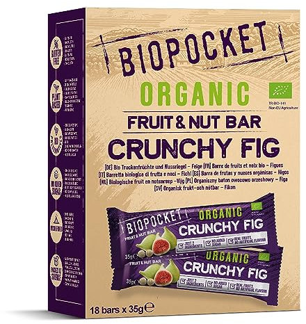 Biopocket Organic Fruit and Nut Bars, Crunchy Fig (18 x 35g)