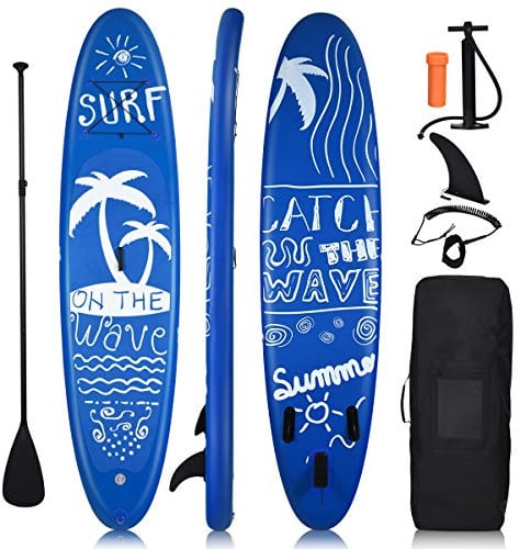 COSTWAY Stand Up Paddling Board, SUP Board aufblasbar, Paddelboard mit Sicherheitsleine, Paddel, Pumpe, Center Finne, Rucksack und Reparaturset